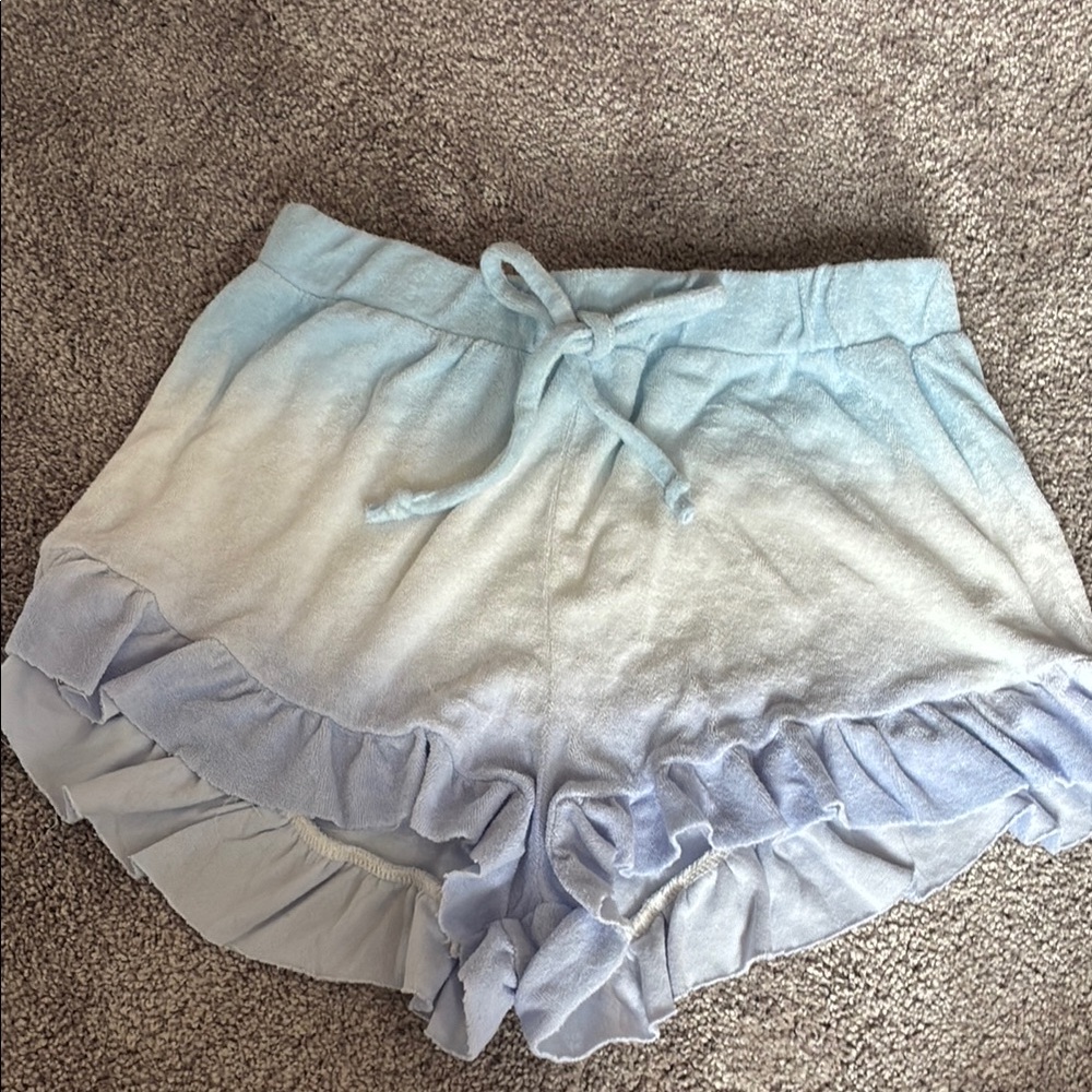 Vintage Havana Blue and White Ruffle Shorts